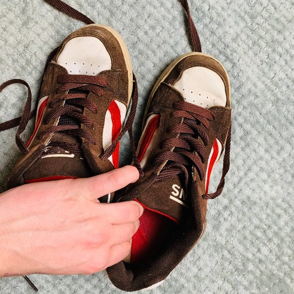 VANS vtg retro brown/red laceup skate sneakers mens sz7ns - Picture 11 of 15